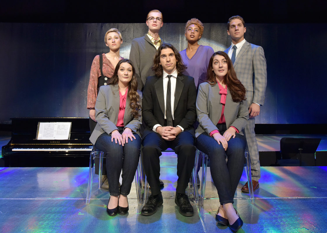 The cast of “Melancholy Play: a chamber musical,” presented by Western Connecticut State University Oct. 20-Nov. 7. : (top row) Sydney Maher, Dean Martin, Rachel Faria, Sam Rogers, (bottom row) Julia Rocchio, Jackson Tubis and Bella Bosco.