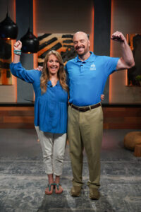 Laurie and Kevin Lane after accepting an offer on "Shark Tank." (Photo courtesy of Kevin Lane.)