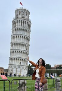 Gabrielle Caravetta at the Leaning Tower of Pisa in Pisa, Italy