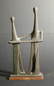 “Sin Indiferencia”/“No Longer Indifferent” by Herbert Hofmann-Ysenbourg, circa 1960. From the Western Connecticut State University Archives.Maquette sculpture, painted plastic on wood base, 13 x 6"