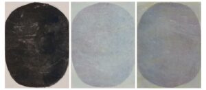 Katherine Moran: Oval 1, Oval 2, Oval 3, monoprints on canvas, each 12 x 9 in.