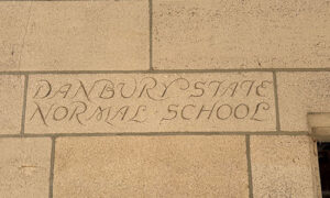 a brick inscribed with the name of the Danbury normal school